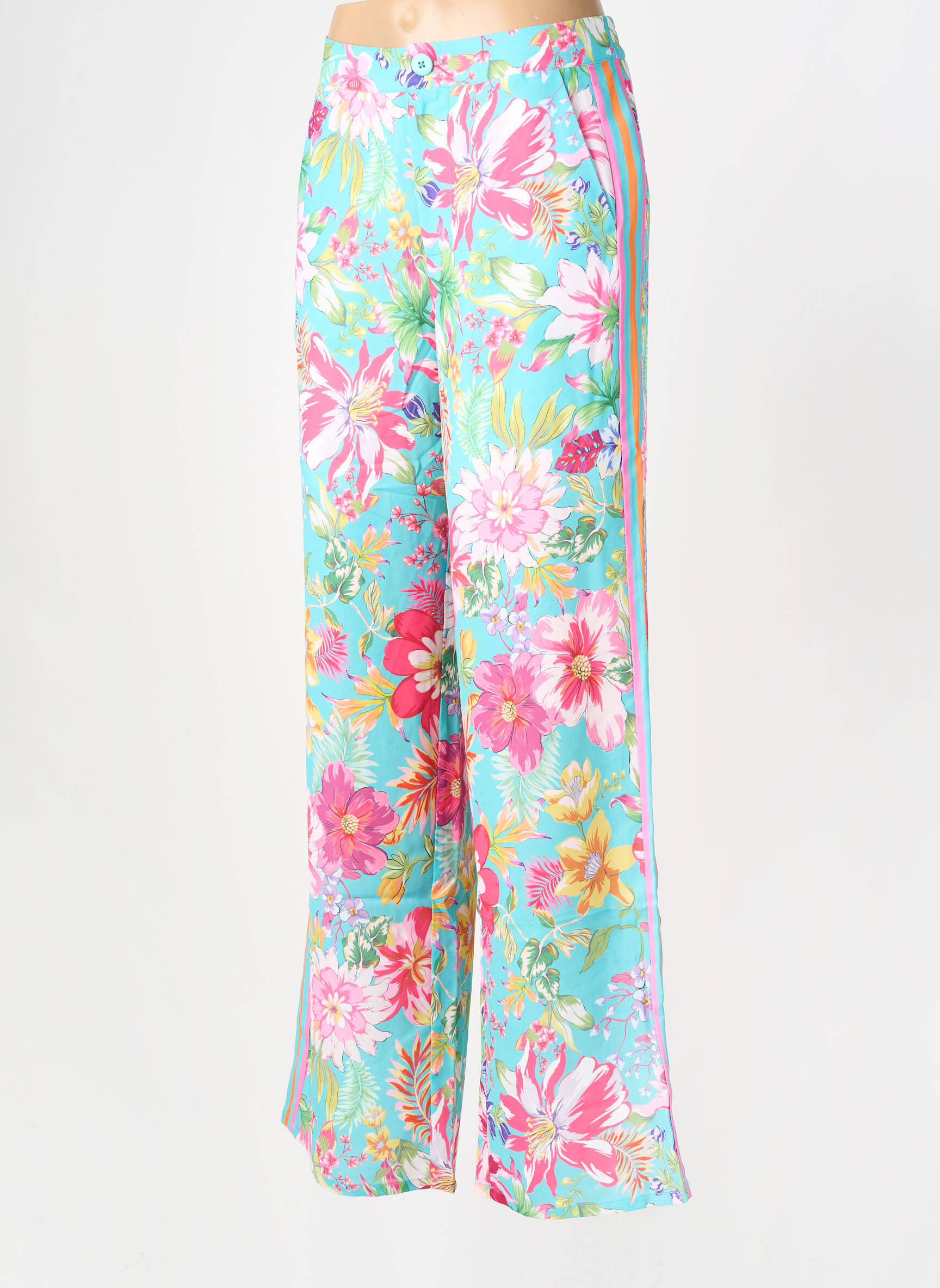 Pantalon large fermeture zippée sous rabat boutonné taille normale bleu ESQUALO femme
