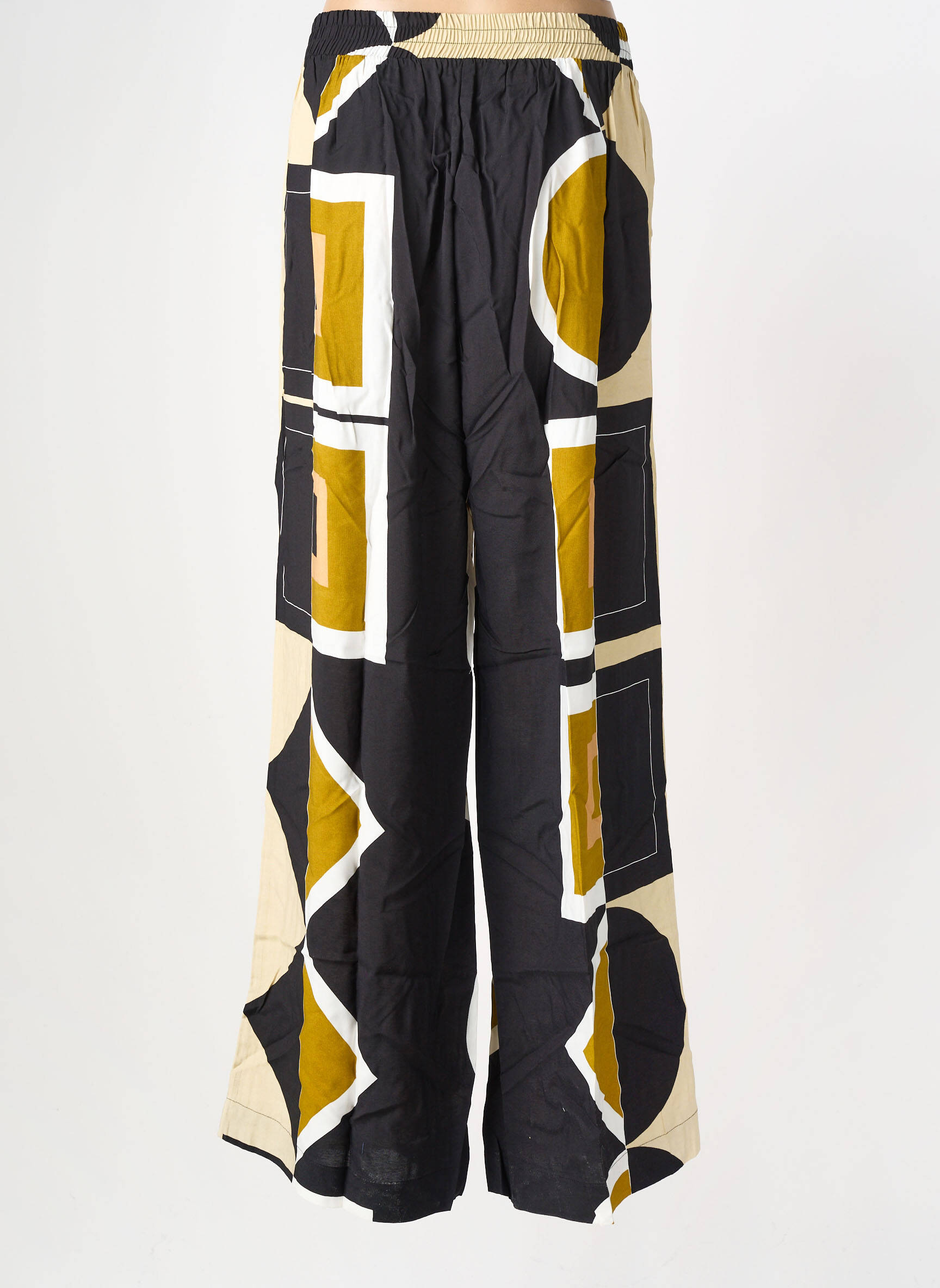 Pantalon large tissage popeline taille normale noir MAT. femme