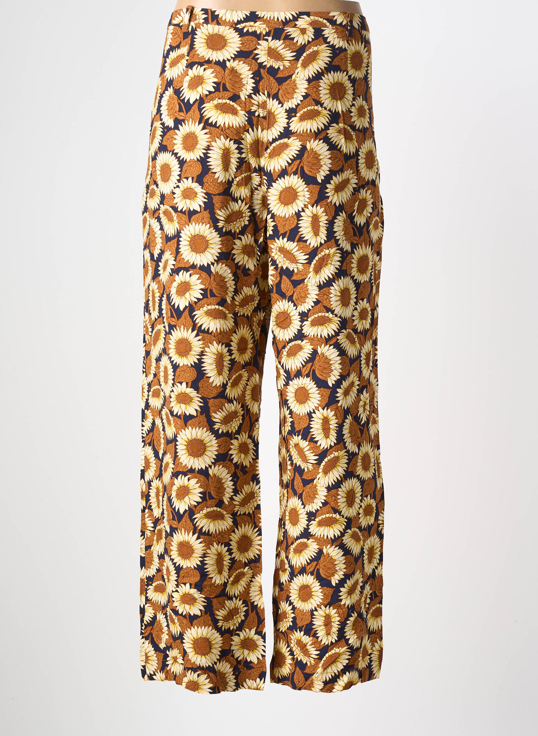 Pantalon droit tissage popeline taille normale marron NICE THINGS femme