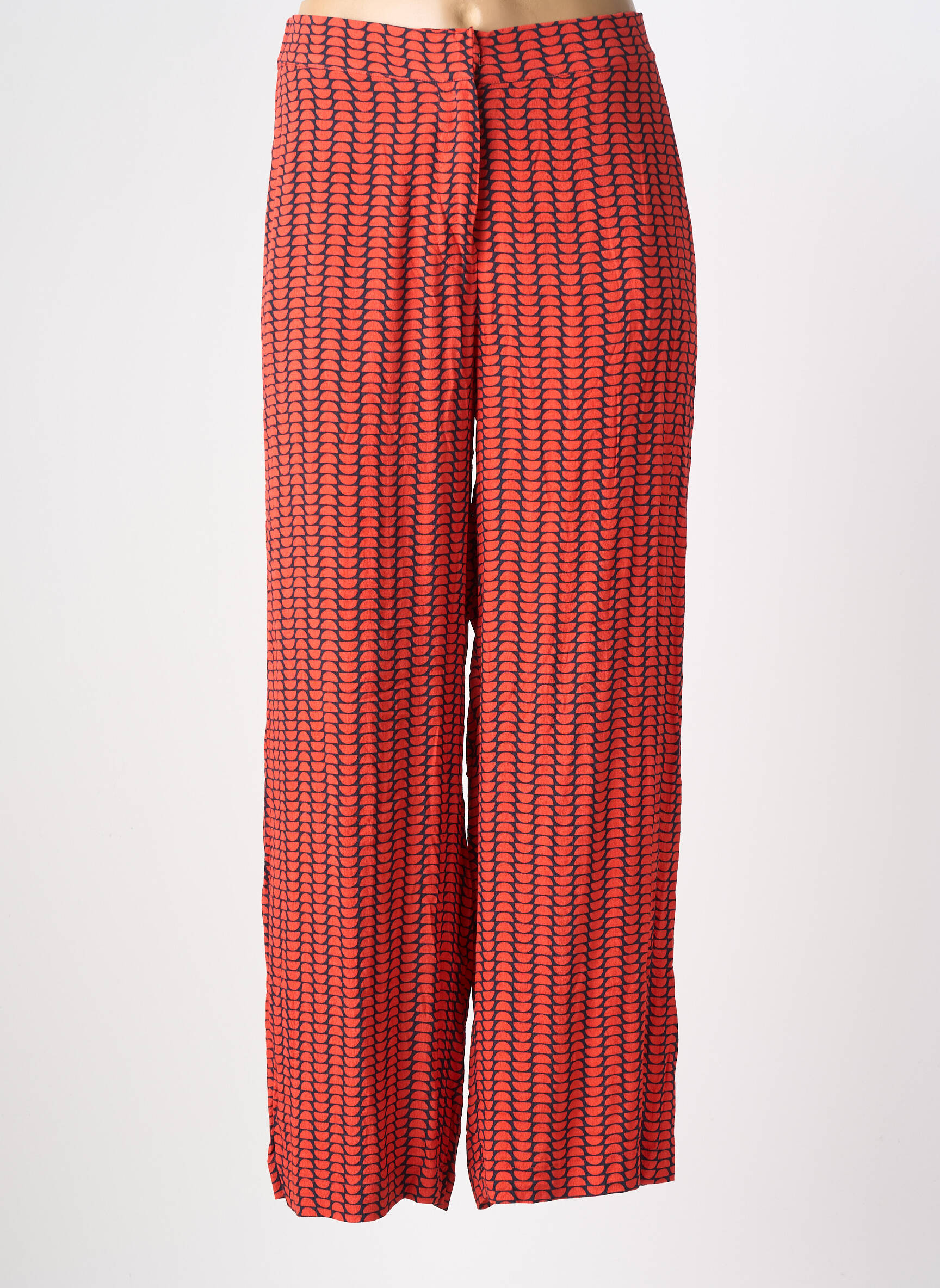 Pantalon droit tissage crêpe taille haute orange NICE THINGS femme