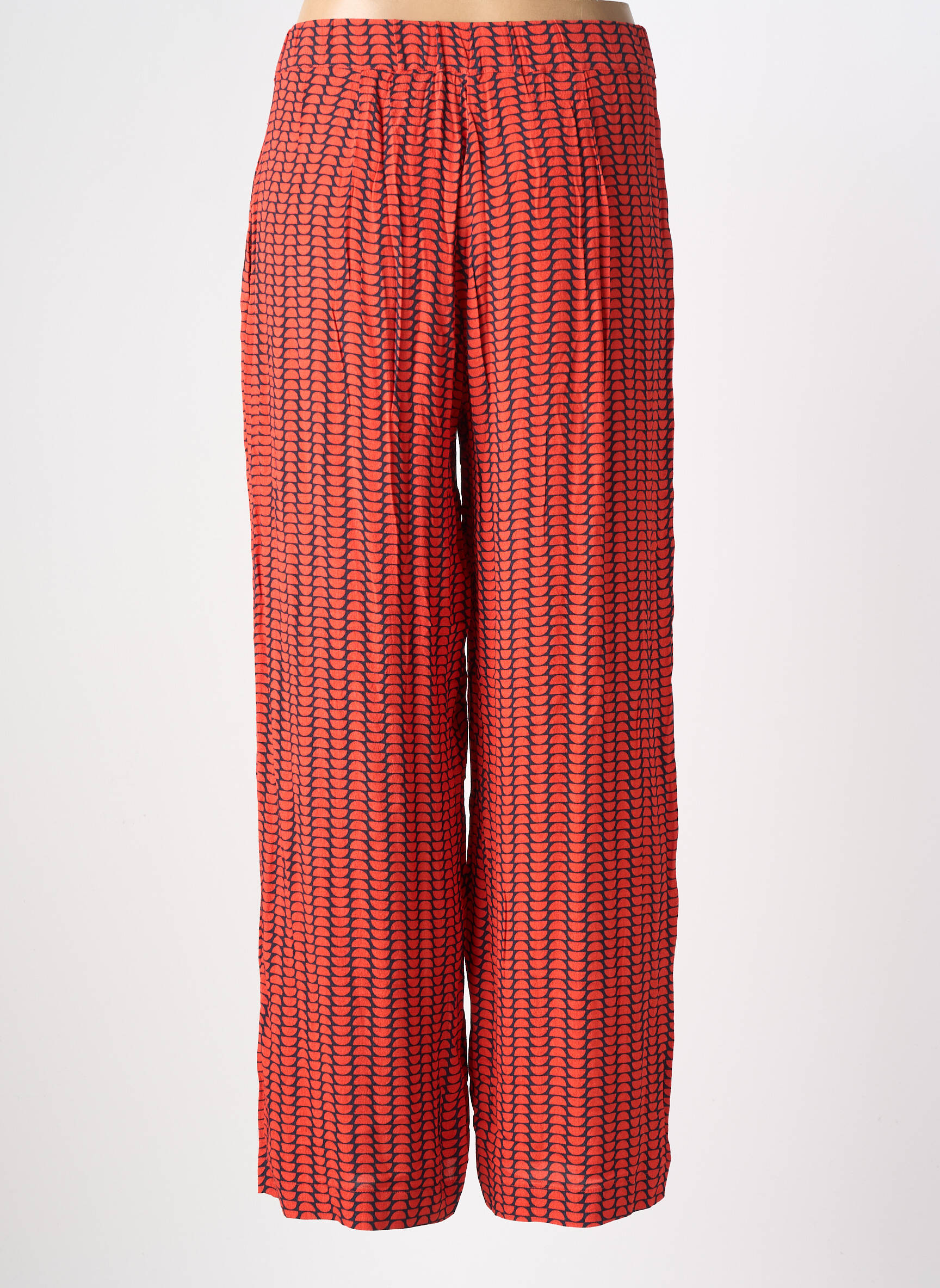 Pantalon droit tissage crêpe taille haute orange NICE THINGS femme