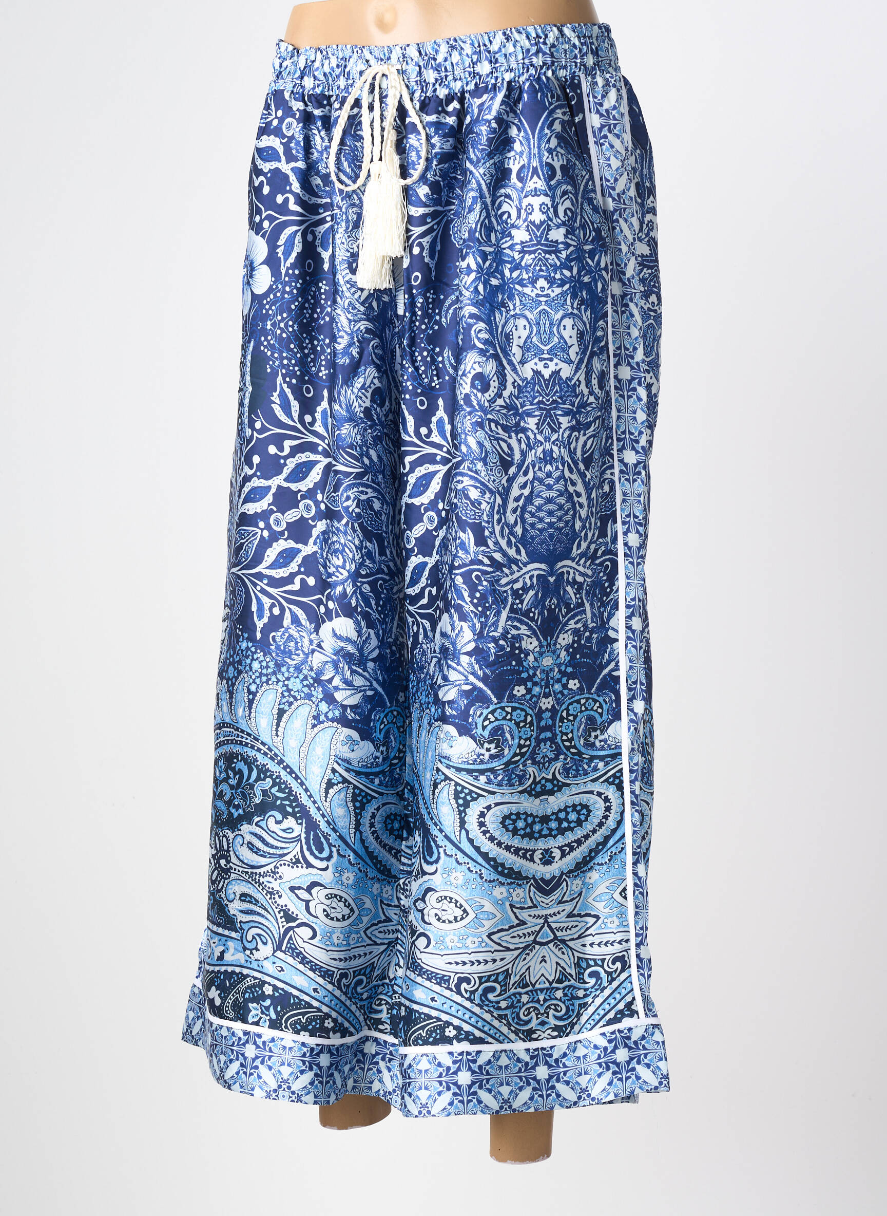 Pantalon large coupe fluide taille normale bleu MAT. femme