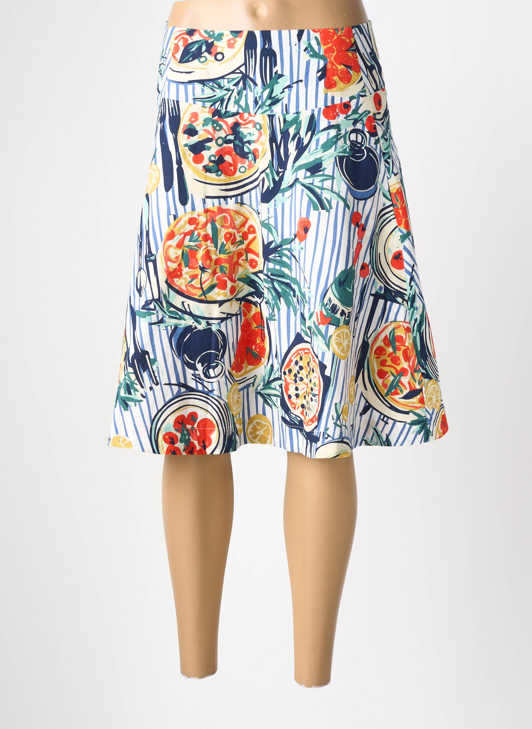 Jupe mi-longue taille à pinces bleu BLUTSGESCHWISTER femme