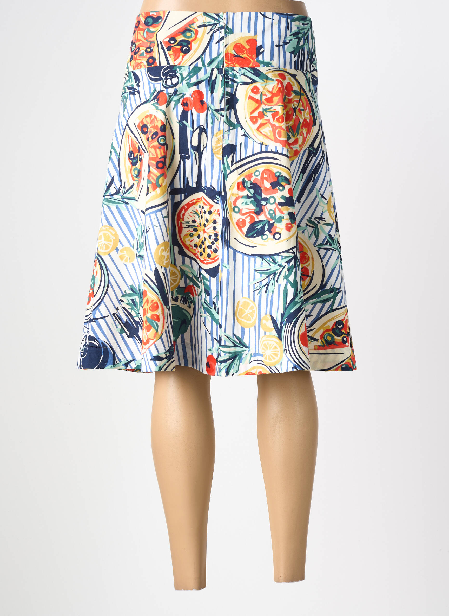 Jupe mi-longue taille à pinces bleu BLUTSGESCHWISTER femme