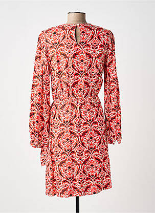 Robe mi-longue imprimé fleurs manches longues rouge C'EST BEAU LA VIE femme