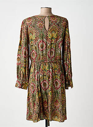 Robe mi-longue imprimé fleurs manches longues vert C'EST BEAU LA VIE femme