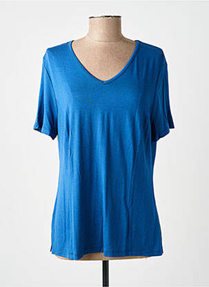T-shirt col v manches courtes bleu GUY DUBOUIS femme