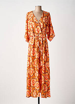 Robe longue manches courtes manches courtes orange C'EST BEAU LA VIE femme
