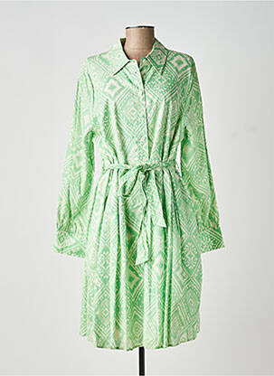Robe mi-longue imprimé fantaisie manches longues vert TRAMONTANA femme