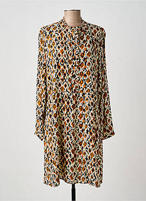 Robe mi-longue coupe fluide manches longues beige C'EST BEAU LA VIE femme