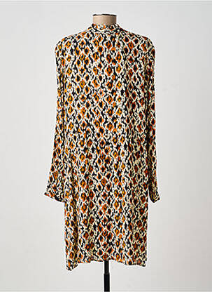 Robe mi-longue coupe fluide manches longues beige C'EST BEAU LA VIE femme