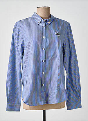 Chemisier coupe cintrée manches longues bleu DELAHAYE femme