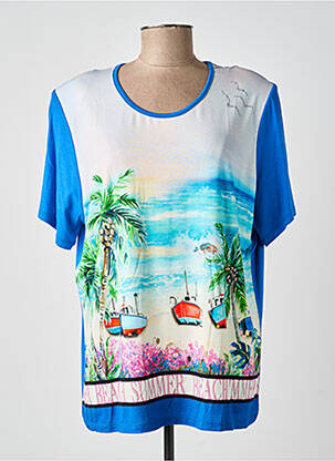 T-shirt coupe droite manches courtes bleu I.ODENA femme