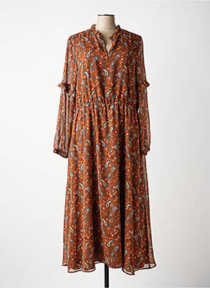 Robe longue manches longues manches longues marron C'EST BEAU LA VIE femme