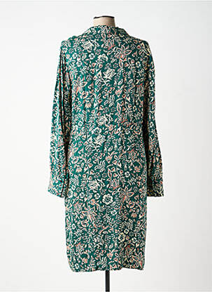 Robe mi-longue imprimé fleurs manches longues vert C'EST BEAU LA VIE femme