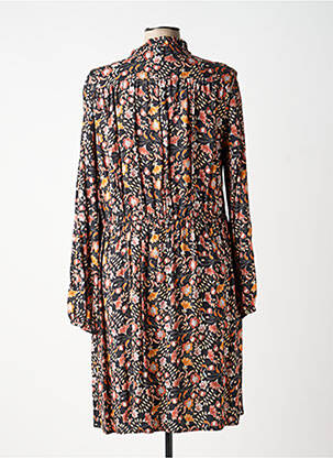 Robe mi-longue imprimé fleurs manches longues noir C'EST BEAU LA VIE femme