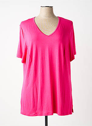 T-shirt col v manches courtes rose GUY DUBOUIS femme