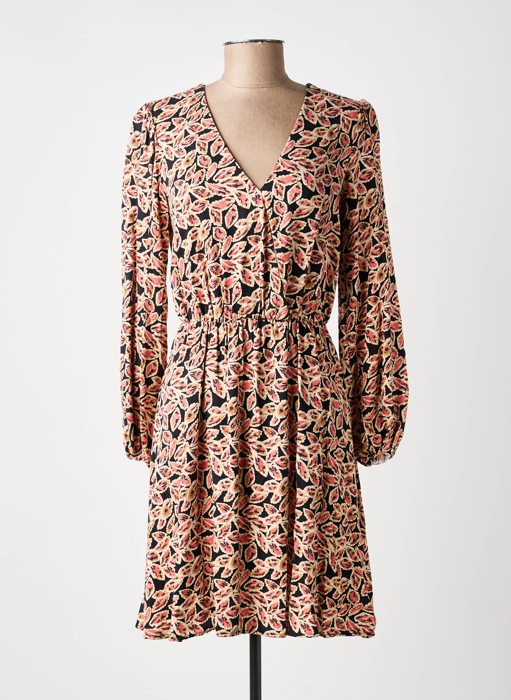 Robe courte manches longues manches longues rose C'EST BEAU LA VIE femme