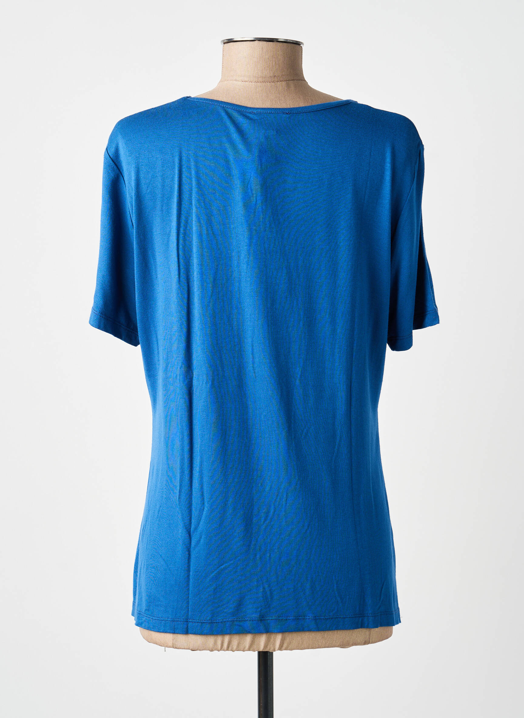 T-shirt col v manches courtes bleu GUY DUBOUIS femme