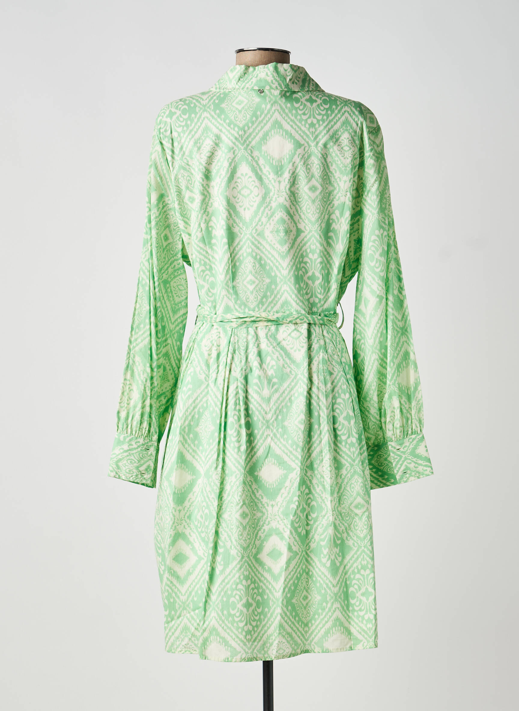 Robe mi-longue imprimé fantaisie manches longues vert TRAMONTANA femme