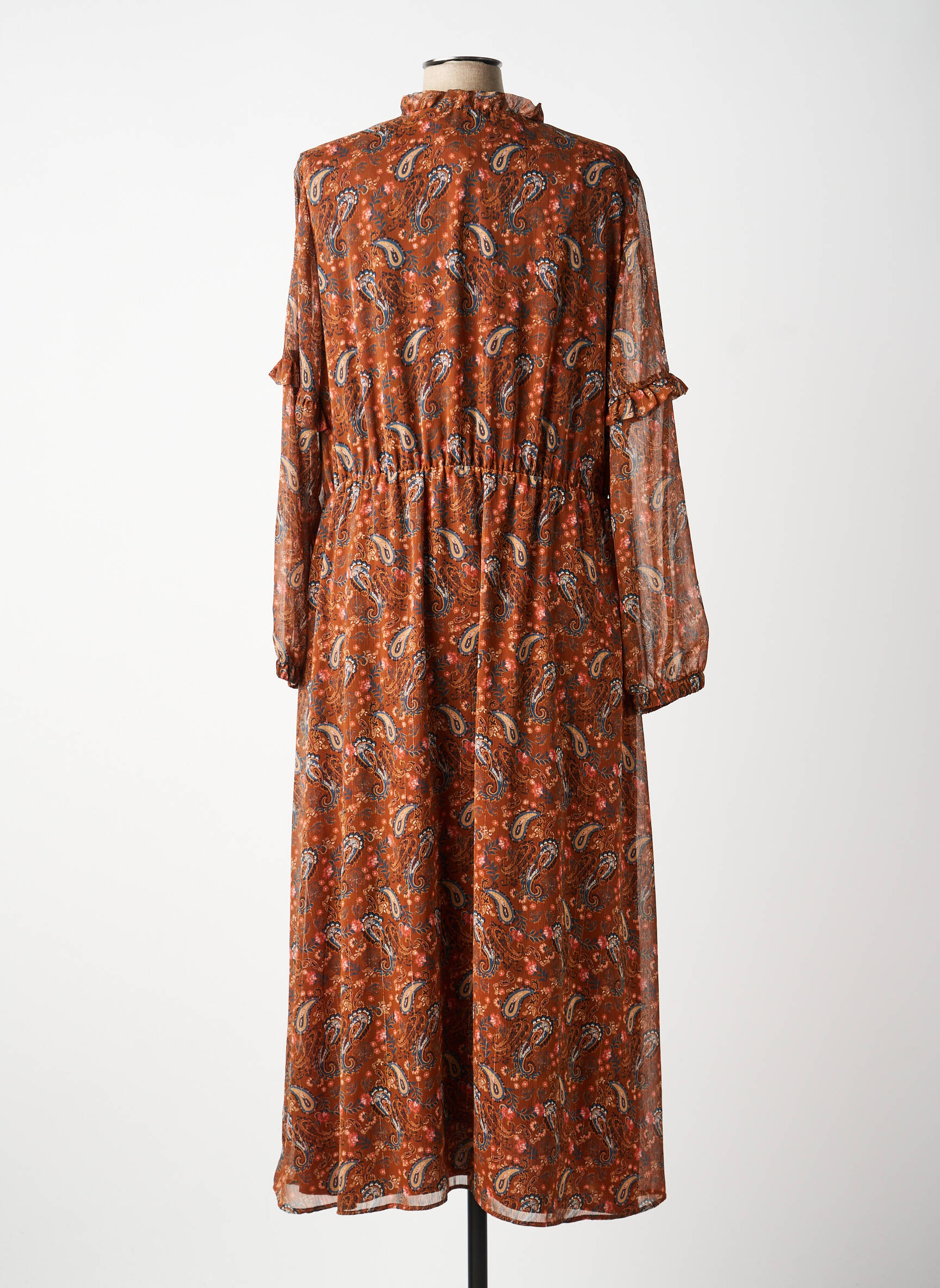Robe longue manches longues manches longues marron C'EST BEAU LA VIE femme