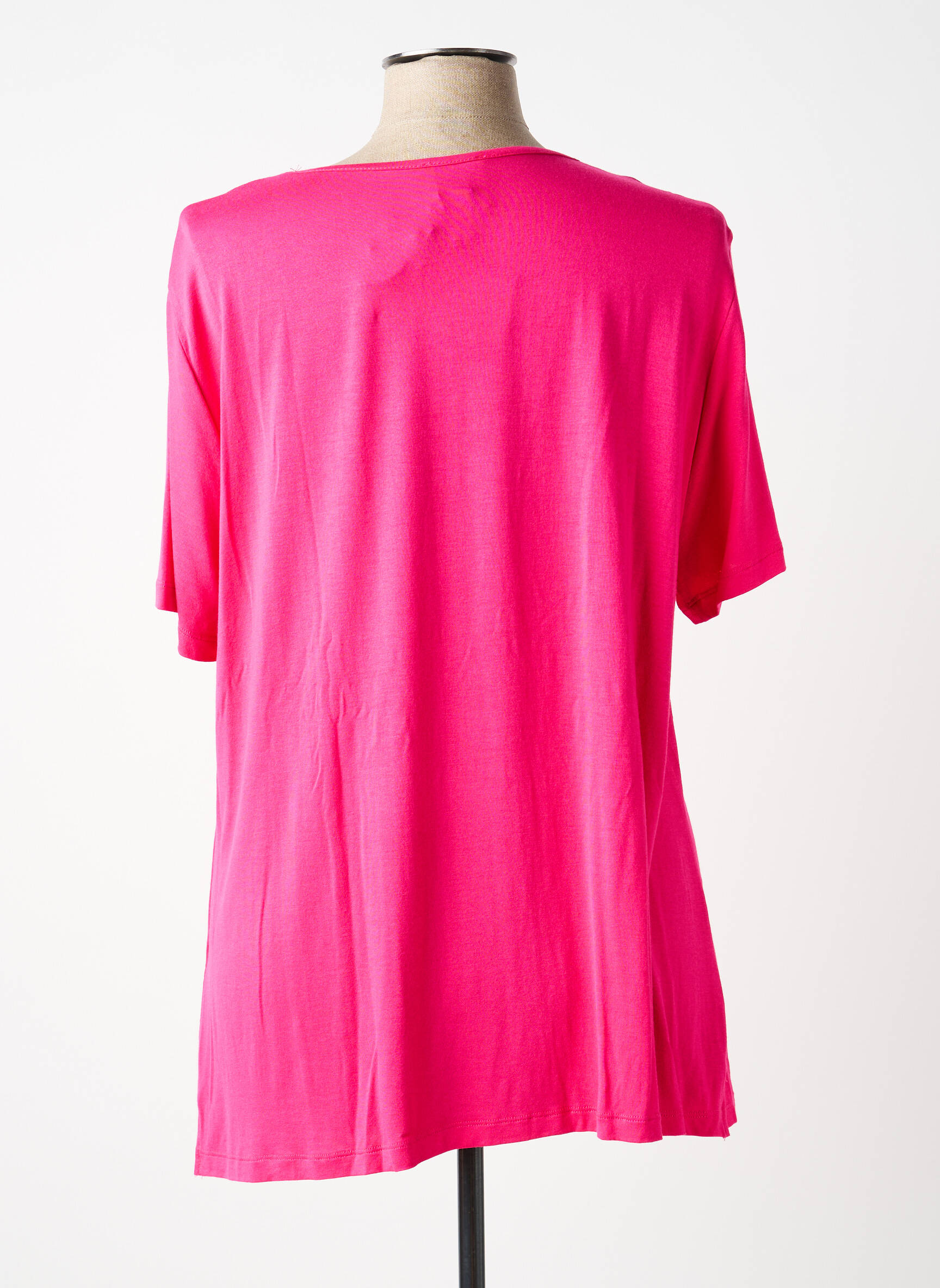 T-shirt col v manches courtes rose GUY DUBOUIS femme