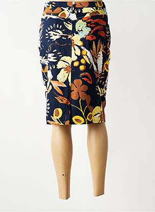 Jupe mi-longue stretch bleu GUY DUBOUIS femme
