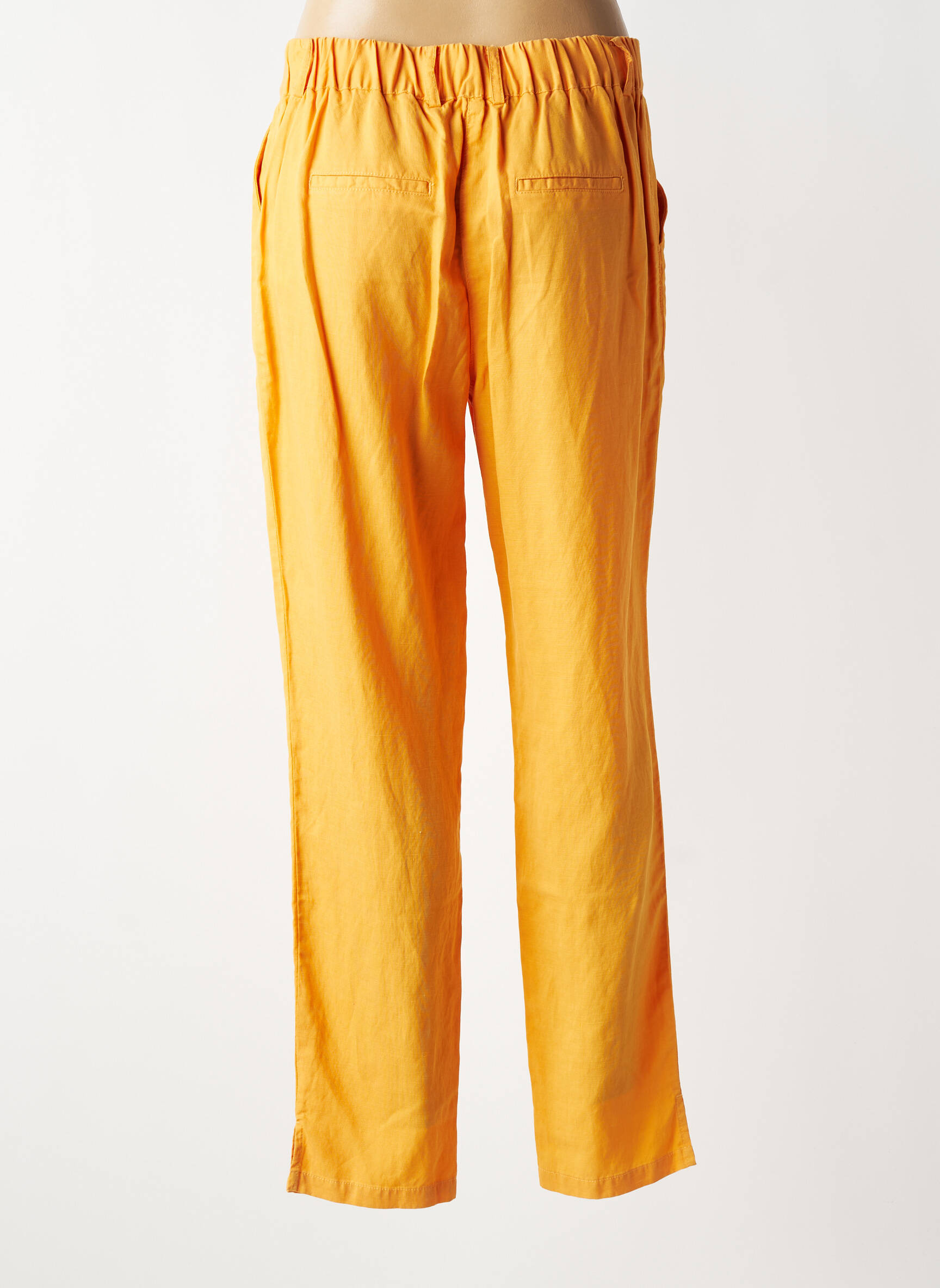 Pantalon droit tissage crêpe taille normale orange C'EST BEAU LA VIE femme