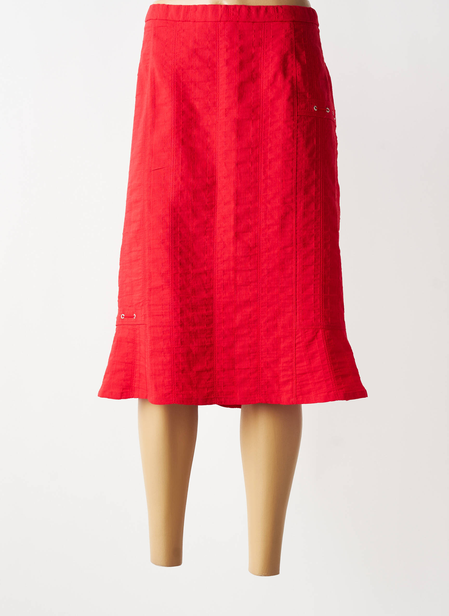 Jupe mi-longue taille normale rouge GUY DUBOUIS femme