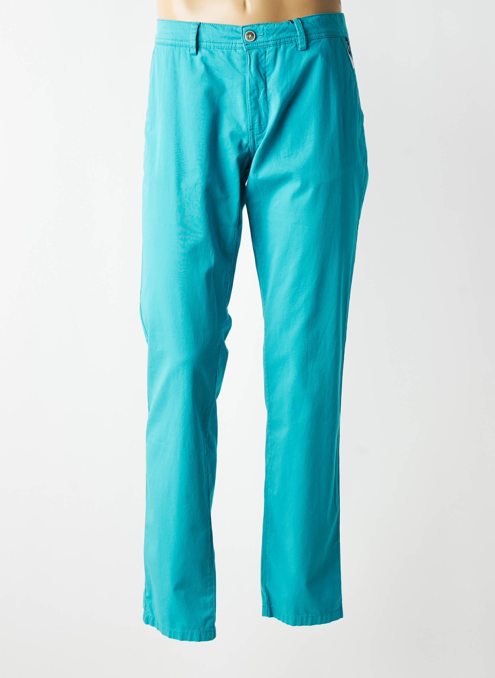Pantalon chino tissage popeline taille normale bleu DELAHAYE homme