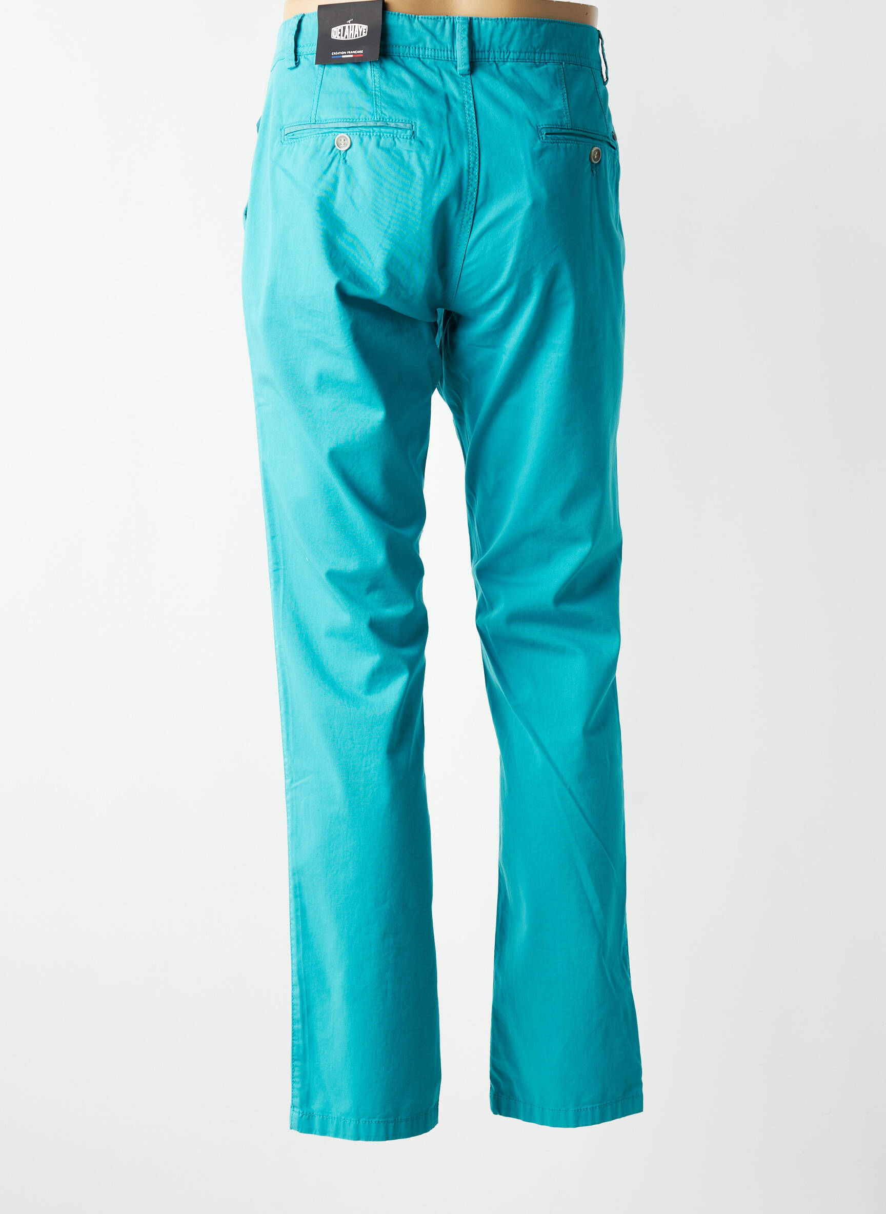 Pantalon chino tissage popeline taille normale bleu DELAHAYE homme