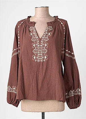 Blouse manches longues manches longues marron EMILIE.K femme