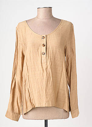 Blouse col rond manches longues beige LA PETITE ETOILE femme