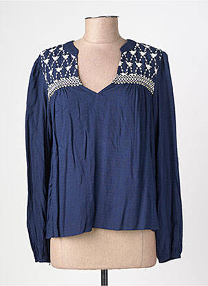 Blouse manches longues manches longues bleu EMILIE.K femme