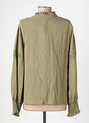 Chemisier tissage crêpe manches longues vert EMILIE.K femme