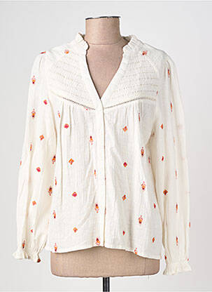 Chemisier tissage crêpe manches longues beige LA PETITE ETOILE femme