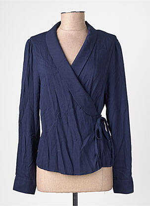 Blouse poignets boutonnés avec fente manches longues bleu LA PETITE ETOILE femme