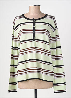 Pull coupe cintrée manches longues vert ARTLOVE femme