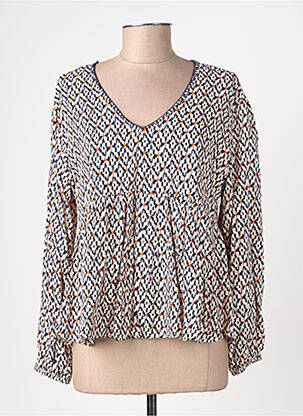 Chemisier coupe cintrée manches longues bleu EMILIE.K femme