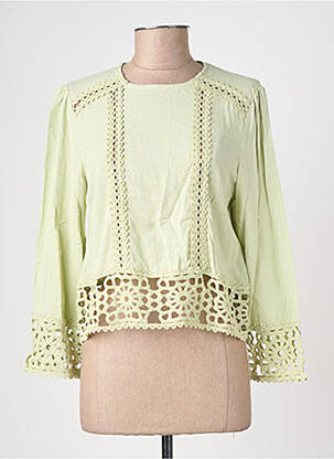 Blouse tissage popeline manches 3/4 vert LA PETITE ETOILE femme