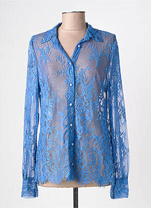 Chemisier coupe cintrée manches longues bleu MARYLEY femme