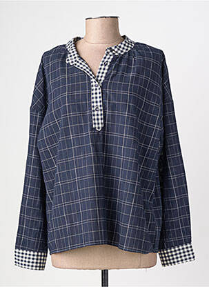 Blouse col rond manches longues bleu EMILIE.K femme