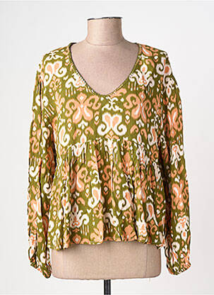 Blouse imprimé fantaisie manches longues vert EMILIE.K femme