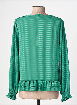 Chemisier tissage crêpe manches longues vert EMILIE.K femme