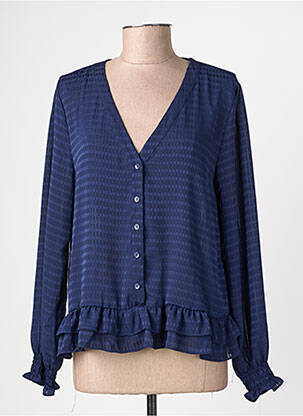 Chemisier tissage crêpe manches longues bleu EMILIE.K femme