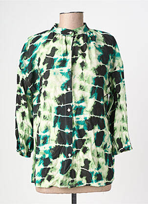 Chemisier col mao manches 3/4 vert EMILIE.K femme