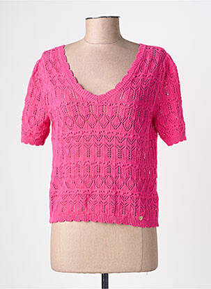 Pull maille ajourée manches courtes rose LA PETITE ETOILE femme