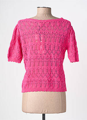 Pull maille ajourée manches courtes rose LA PETITE ETOILE femme