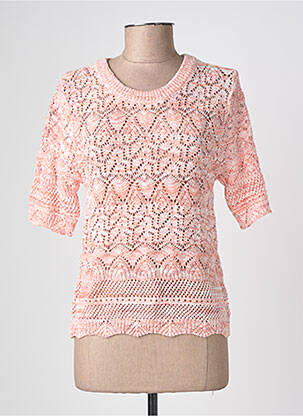 Pull tissage chiné manches courtes orange EMILIE.K femme