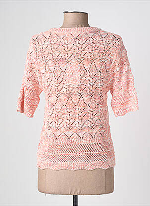 Pull tissage chiné manches courtes orange EMILIE.K femme